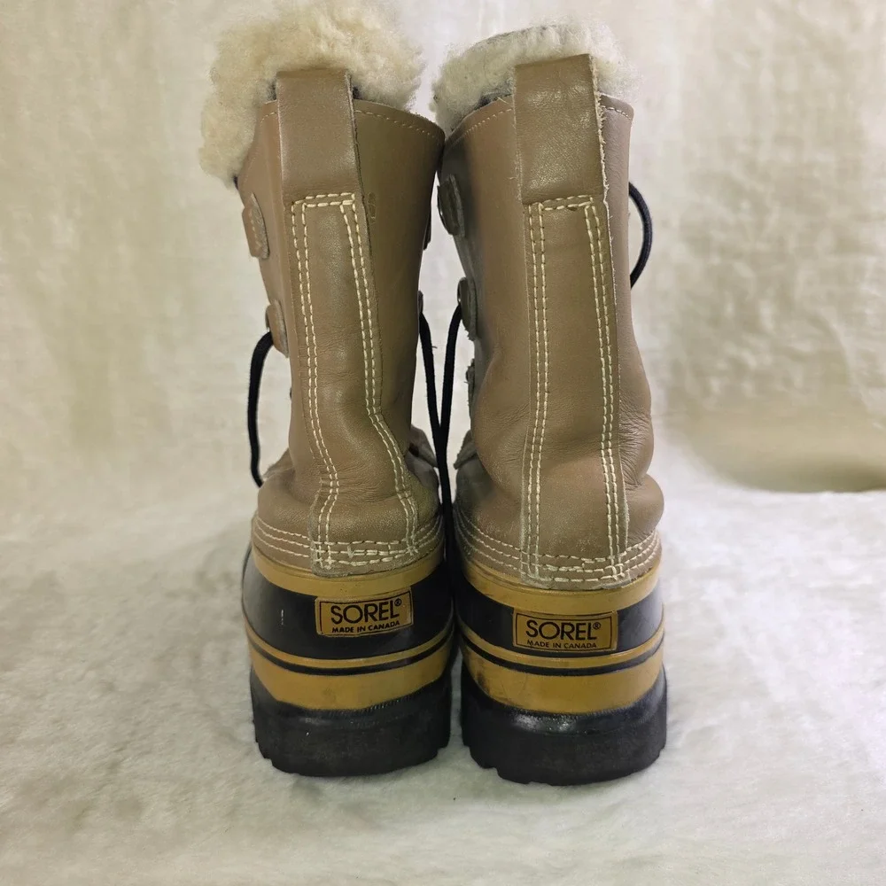 VTG Sorel Caribou Kaufman Winter Boots Duck Leather Wool Liners Mens 8 9